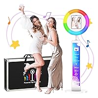 Portable Photo Booth Stand Compatible with Any Ipad with Software APP and Remote Control, RGB Ring Lights Music Sync, Flight Case Package (White, Light Box)