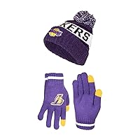 Ultra Game NBA Boys Girls Super Soft Winter Beanie Knit Hat With Extra Warm Touch Screen Gloves