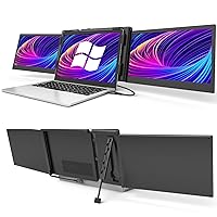 Alecewey Triple Portable Monitor for Laptop Screen Extender Dual Monitor Extender 12 Inch FHD 1080P IPS Display Extender 2 Type-C P2S for 13-16.5 Inch Computer【Only Windows】