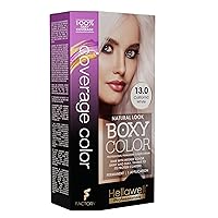 BOXY COLOR Coloring kit professional, permanent color cream hair dye with Vegetal Protein to get Hair with intense color shiny and silky. 100% Gray Coverage. (13 California White)