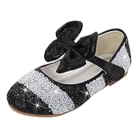Girls Baby Shoes Sequin Rhinestone Bow Sandals Dancing Shoes Infant Pearl Bling Shoes Single Kids Girls Slides Size 2