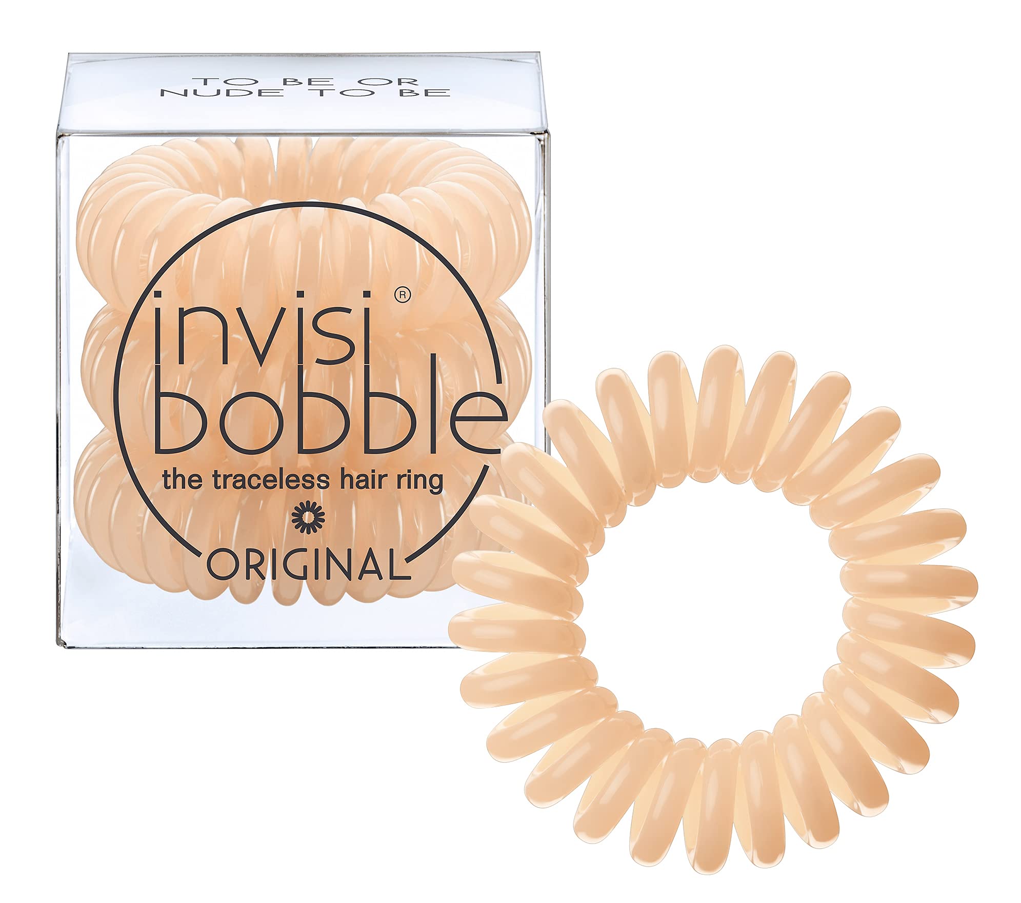 invisibobble Traceless Hair Ties, Spiral Hair Ties, Elastic, Hair Accessories for Women- To Be or Nude to Be (Pack of 3)