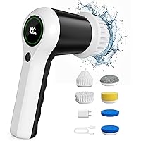 Electric Spin Scrubber, Cordless Shower Scrubbers with Battery Level Display, 2 Speeds Electric Scrubber for Cleaning with 6 Replaceable Heads, Electric Cleaning Brush for Bathroom/Floor/Sink/Window