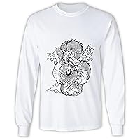 Chinese Dragon Hand Drawn Gift for Chinese Culture Lovers for All Ages Grey and Muticolor Unisex Long Sleeve T Shirt