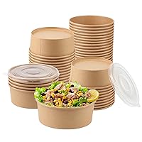 36oz 50 Sets Large Kraft Paper Bowls with Lids, Disposable Bowls with Lids, Paper Salad Bowls, Paper Food Container with Lid Perfect for Hot/Cold Food, Soup, Salad, Ice Cream