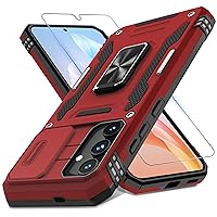 DEERLAMN for Samsung Galaxy S24+ Plus Case with Slide Camera Cover+Screen Protector (1 Pack), Rotated Ring Kickstand Military Grade Shockproof Protective Cover-Red