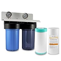 Max Water 2 Stage (Sediment, Odor & Improving Taste) Whole House (10 inch x 4.5 inch), Water Filtration System with Double O Ring Housing - Sediment + GAC - 1