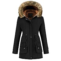 Women's Winter Coat Hooded Warm Puffer Quilted Thicken Parka Jacket with Fur Trim