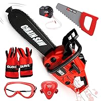TOY Life Toy Chainsaw Kids Tool Set with Gloves Toddler Pretend Play Construction Worker Tool Fake Chainsaw with Sound Electric Outdoor Toy Kids Power Tools Play Set for Girls Boys Ages 3 4 5 6 7 8
