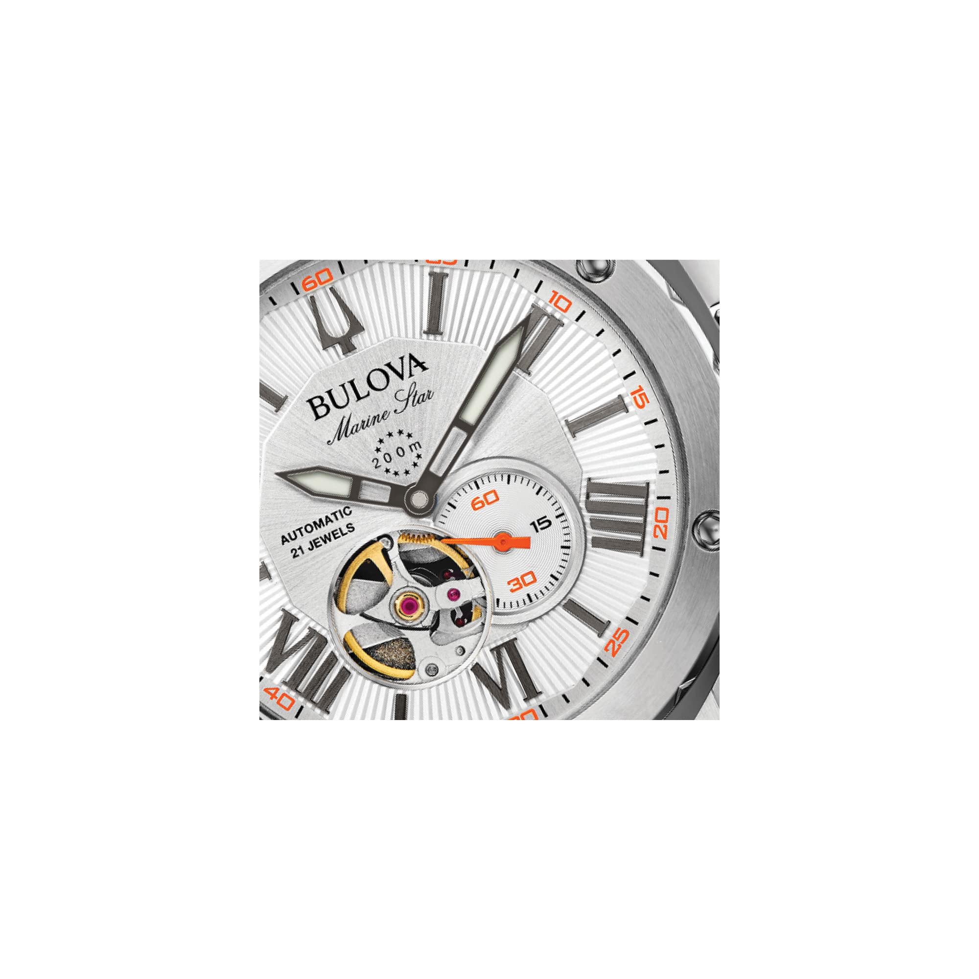Bulova Men's Marine Star 'Series A' Automatic Watch with Orange Silicone Strap Style: 98A226