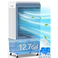 Evaporative Air Cooler, 4129 CFM Swamp Cooler with 12.7 Gallon Water Reservoir, 120°Oscillation Portable Air Cooler with Remote Control, 12H Timer, 3 Wind Speeds for Outdoor Indoor Use