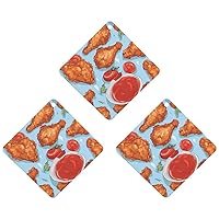 Fried Chicken and Tomato Sauce 3Pcs Car Air Fresheners Hanging Long Lasting Scents Rearview Mirror Aromatherapy Tablets Interior Accessories Decoration