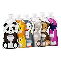 Squooshi Reusable Baby Food Pouches for Toddlers | BPA Free Plastic, Food Safe, Freezer Safe | Refillable for Applesauce Yogurt & Puree Squeeze Pouch | 6 Pack | 5oz
