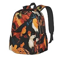 Crow On The Branch Backpack Print Shoulder Canvas Bag Travel Large Capacity Casual Daypack With Side Pockets