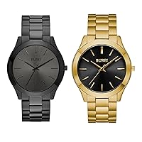 BUREI Wrist Dress Watches for Men Watches Minimalist Business Stainless Steel Quartz Analog Watch Large Watch for Men 44mm