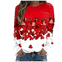 Sweatshirts for Women Valentine's Day Print Heart Printing Mock Turtleneck Coats Casual Date Thanksgiving Shirts