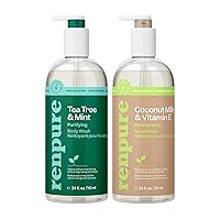 LLC Tea Tree Mint Oil & Coconut Vitamin E, Sulfate Free Moisturizing Body Wash For Dry Sensitive Skin, Antibacterial Body & Hand Soap For Men Women Kids & Toddlers, White, 24 Oz