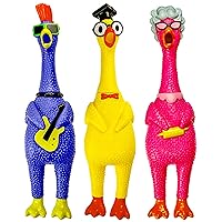 JA-RU Rubber Screaming Chicken Toy (3 Chickens) Squeaky Noise Maker Prank Toys for Kids. Funny & Annoying Gag Gifts. Classic Novelty Squeeze Items. Bulk Party Favors. 1704-3s