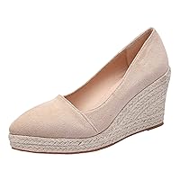 Sandals Women Dressy Summer Fashion Toe Slip On Espadrilles Casual Shoes Woman Canvas Trendy Shoes High Heels Shoes For