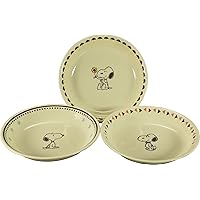 Peanuts SN1500-139 Snoopy Pasta Plate, Set of 3, Curry Plate, Diameter 8.5 x Depth 1.6 inches (21.5 cm) x Depth 1.6 inches (4 cm), Microwave and Dishwasher Safe (Vintage Series), Mino Ware, Yamaka
