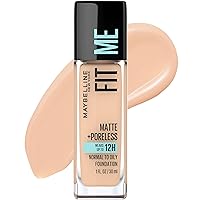 Maybelline Fit Me Matte + Poreless Liquid Oil-Free Foundation Makeup, Creamy Beige, 1 Count (Packaging May Vary)