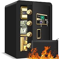 2.6 Cu ft Large Fire proof Safe Boxes for Home Documents, Digital Security Safe Box with Combination Lock and Removable Shelf, Personal Safe for Home Firearm Medicine Money Documents Valuables