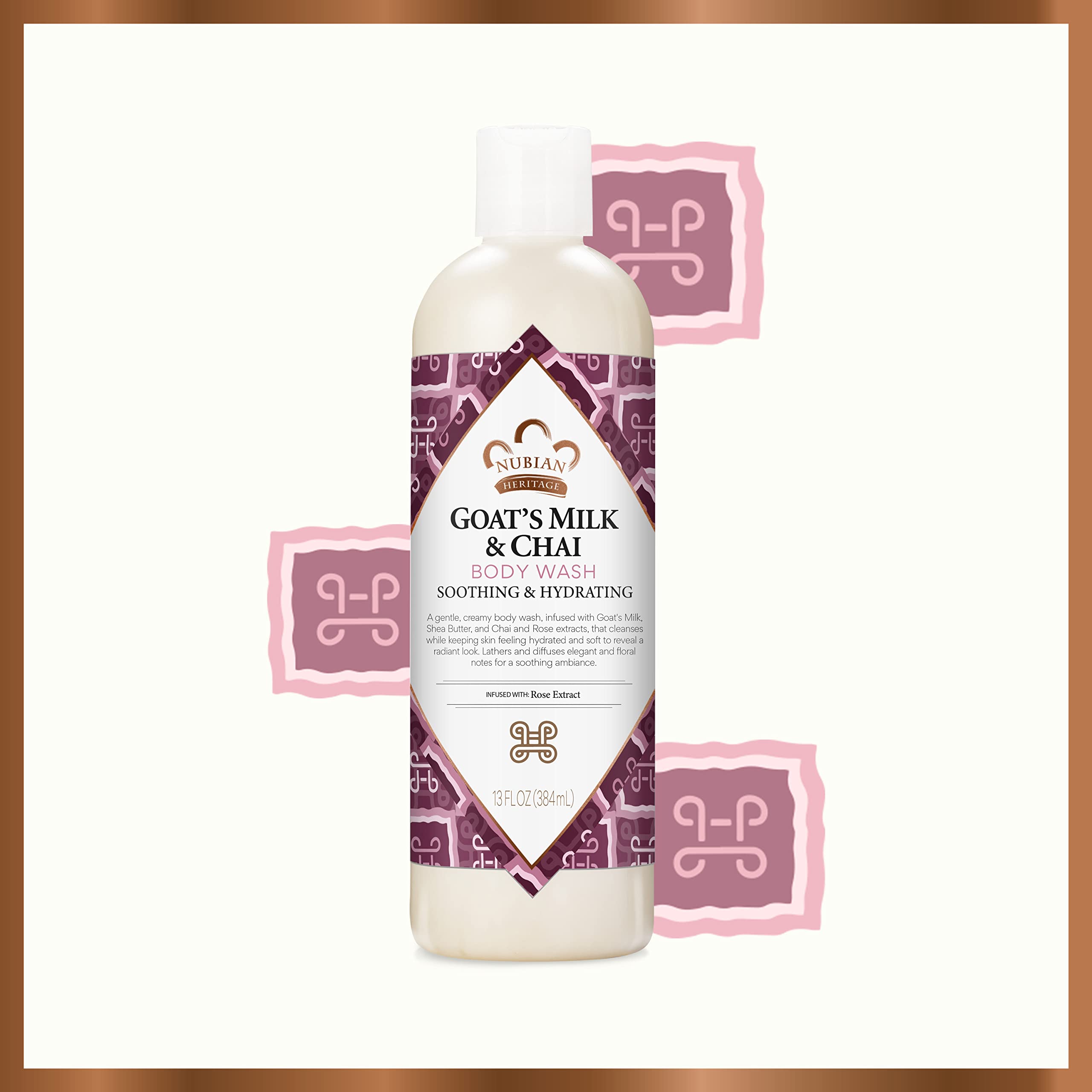 Nubian Heritage Body Wash Goats Milk and Chai Soothing & Hydrating Body Cleanser Made with Fair Trade Shea Butter, 13 oz