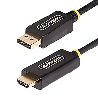 StarTech.com 3.3ft (1m) DisplayPort to HDMI Adapter Cable, 4K 60Hz with HDR, DP to HDMI 2.0b Cable, Active Video Converter