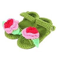 Baby Newborn Toddler Infant Prewalker Hand-Knitted Wool Crochet Crib Flower Sandal Shoes