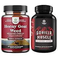 Bundle of Horny Goat Weed Extract Complex for Men and Women Enhanced Energy and Stamina and Extra Strength Testosterone Booster for Men for Muscle Enlargement Stamina and Strength