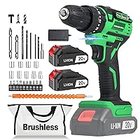 Tegatok Cordless Drill with Charger and 2 x 2.0Ah Li-ion Batteries, Drill with 400 In-lbs Torque, 2 Variable Speeds and Safety Lock
