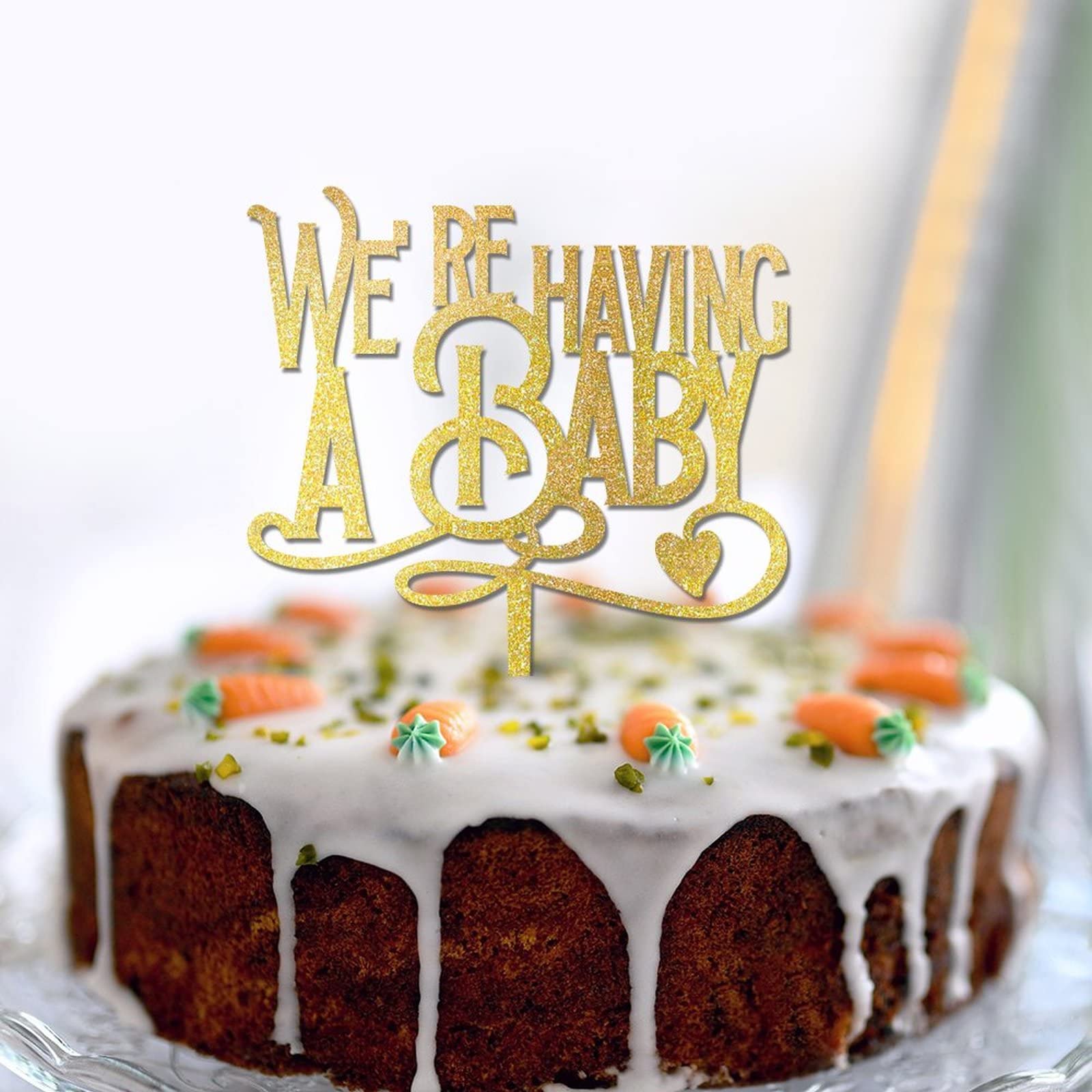 We're Having A Baby Baby Shower Cake Topper Mama To Be Party Favors Personalized Baby Shower Gifts For Baby Boys Girls Glitter Gold