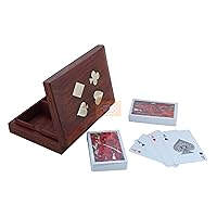 Ortus Arts® Playing Cards Set of 2 in Handmade Wooden Storage Box Case Holder Antique Design Anniversary Birthday Gifts Made in India