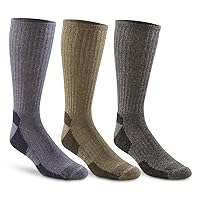 Huntrite Guide Gear Men's Midweight Merino Wool Blend Crew Socks, Warm Breathable Casual Dress Socks, 3 Pairs