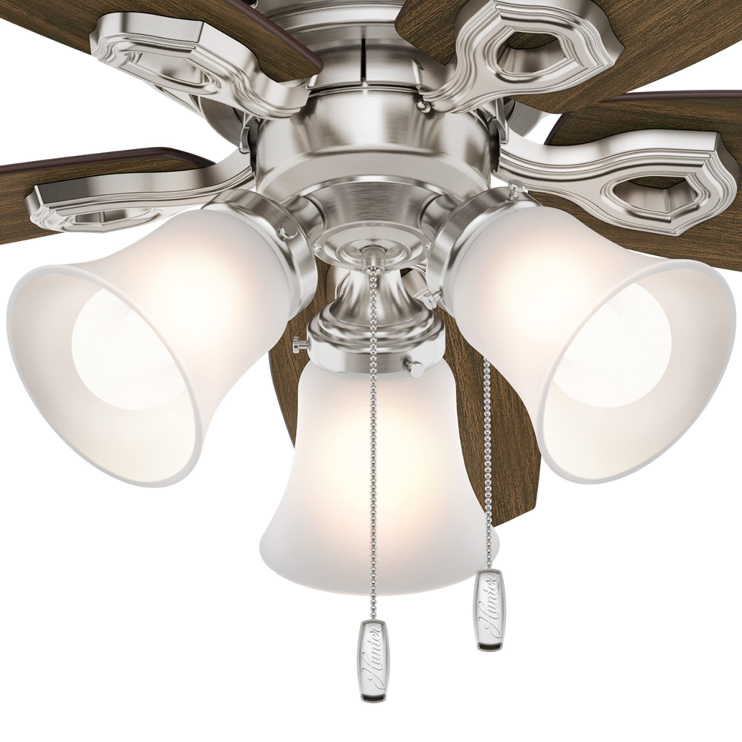 Hunter Fan Company, 51092, 42 inch Builder Brushed Nickel Low Profile Ceiling Fan with LED Light Kit and Pull Chain