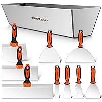 THINKWORK Drywall Knife Set, 10 Pieces Stainless Steel Drywall Hand Tool Kit Includes Putty Knife, Taping Knife, Painter Scraper, Mud Scoop and 14