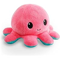 The Original Reversible Octopus Plushie - Pink + Aqua - Cute Sensory Fidget Stuffed Animals That Show Your Mood, 4 inch