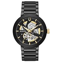 Bulova Men's Modern 3-Hand Automatic Watch, Open Aperture Dial and Edge to Edge Crystal