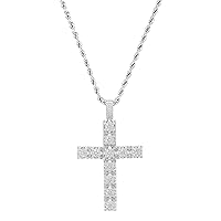 Mens Womens Cross Necklace Iced out Nickel Stainless Steel Rope Chain Comes in a Gift Box, 24