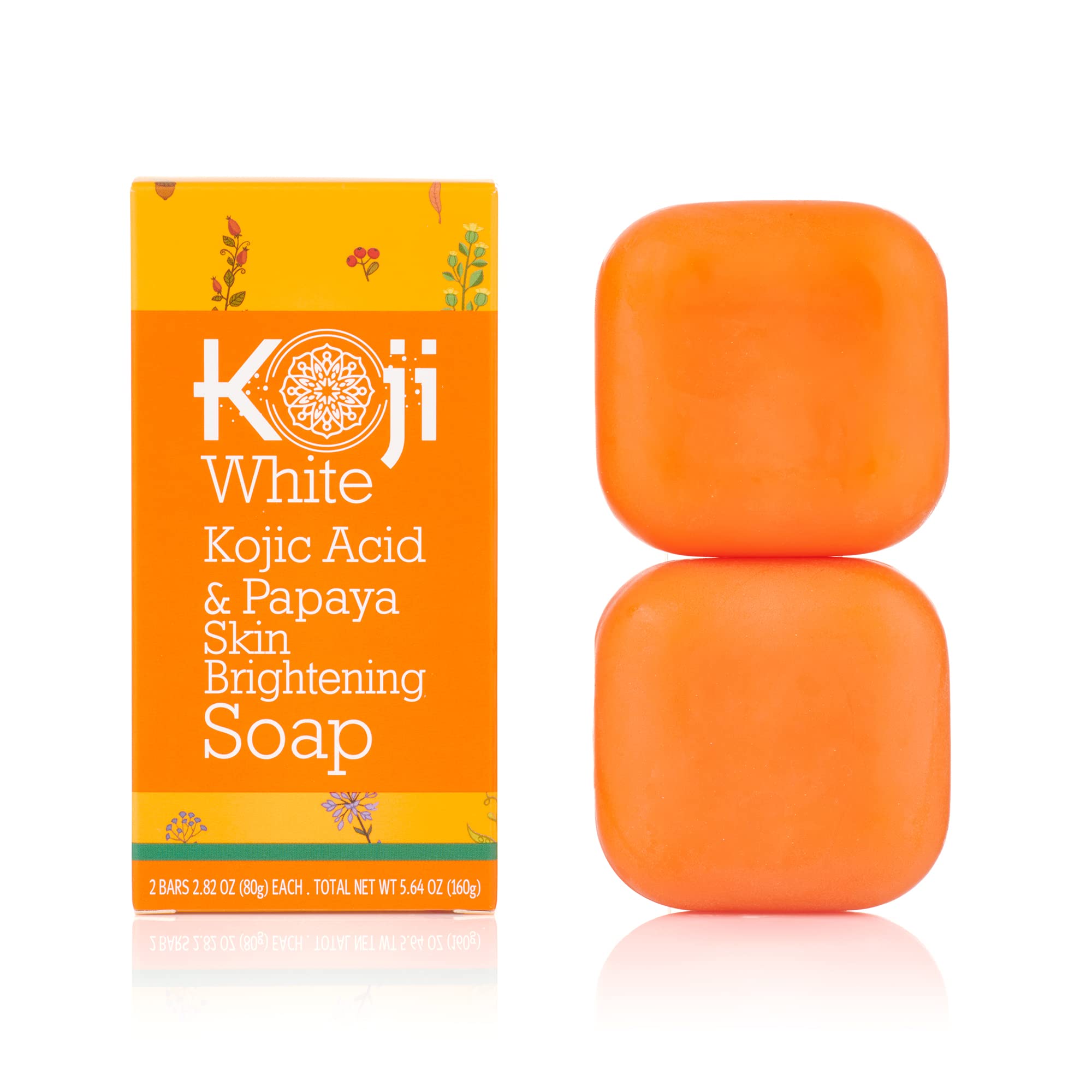 Koji White Kojic Acid & Papaya Soap with Hyaluronic Acid, SLS & Paraben-Free, Vegan Soap, Not tested on Animals, 2.82 oz (2 Bars)