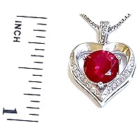 HANDMADE 2.8 carat Diamond and Ruby Heart Pendant Necklace for women Natural Ruby Heart Necklace gift for Her Womens Fine Jewellery White Gold 18k Sterling Silver Birthday 40th Ruby Anniversary