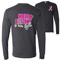 Her Fight is Our Fight Breast Cancer Awareness Front&Back Mens Long Sleeves