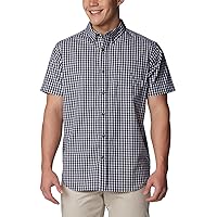 Columbia Men's Rapid Rivers II Short Sleeve Shirt, Collegiate Navy Gingham, 2X Tall