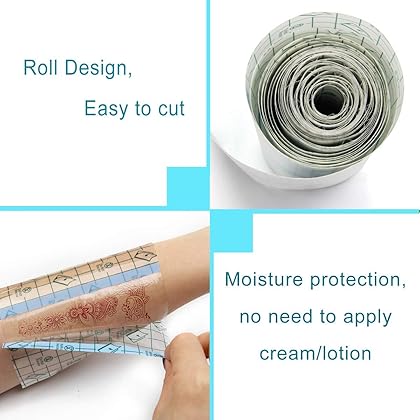 Tattoo Aftercare Waterproof Bandage 6 in x 1 yd Transparent Film Dressing Second Skin Healing Protective Clear Adhesive Bandages Tattoo Supplies Tattoo Bandage Roll