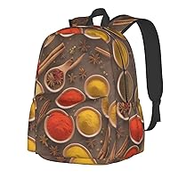 Seasoning Printed Pattern Backpack Print Shoulder Canvas Bag Travel Large Capacity Casual Daypack With Side Pockets