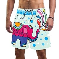 Songkran Thai Festival Cute Elephant Men's Beach Shorts Ladies Summer Beach Shorts Casual and Comfortable Pajama Shorts