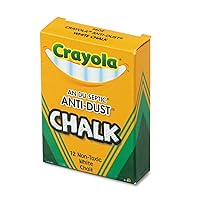 Crayola 501402 Nontoxic Anti-Dust Chalk, White, 12 Sticks/Box