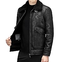 Autumn And Winter Men's Suede Jacket Plus Lapel Thick Warm Boutique Imitation Leather Coat