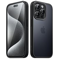 JETech Matte Case for iPhone 15 Pro Max 6.7-Inch, Shockproof Military Grade Drop Protection, Frosted Translucent Back Phone Cover, Anti-Fingerprint (Black)