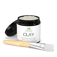 Isabella's Clearly Pure French Green Clay Powder for Acne, Blackheads, Dry and Oily Skin | Deep Pore Cleansing, Skin Softening Facial Mask | Mineral Skincare (Bulk 8 Oz + Applicator Brush)